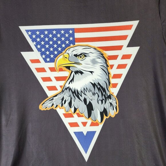 Mens Black Short Sleeve USA American Flag with Eagle T-Shirt Size XXL - Picture 2 of 8